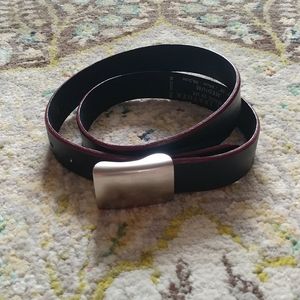 Black leather belt with red detail